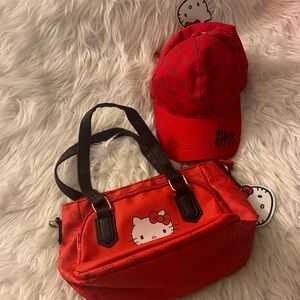 Hello Kitty Red Kids Handbag and Cap Set